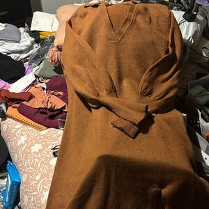 Eloquii Warm Brown Long Sleeve Dress